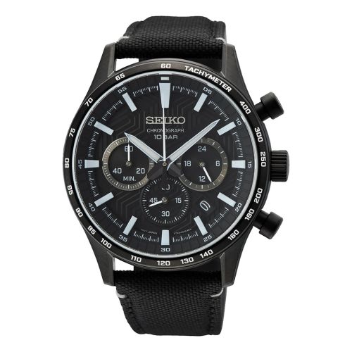 SEIKO Men's Hand Watch CHRONOGRAPH Black Nylon Strap Black Dial SSB417P1