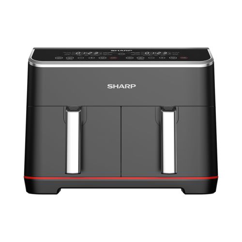SHARP Air Fryer Dual Cook 1800 Watt 8 Liter Electronic Touch Screen Glass Panel Stainless KF-DF80RT-EK2