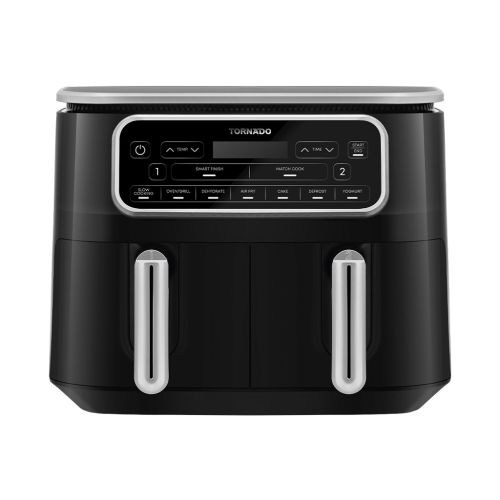 TORNADO Air Fryer Dual Cook 2500 Watt 8 Liter Digital Black x Silver THF-2508DU-BS