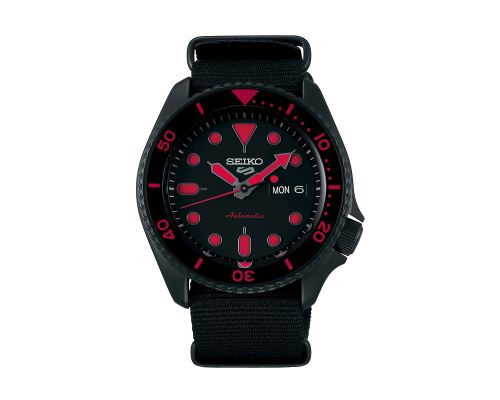SEIKO Men's Hand Watch 5 SPORTS Black Nylon Strap, Black Dial SRPD83K1