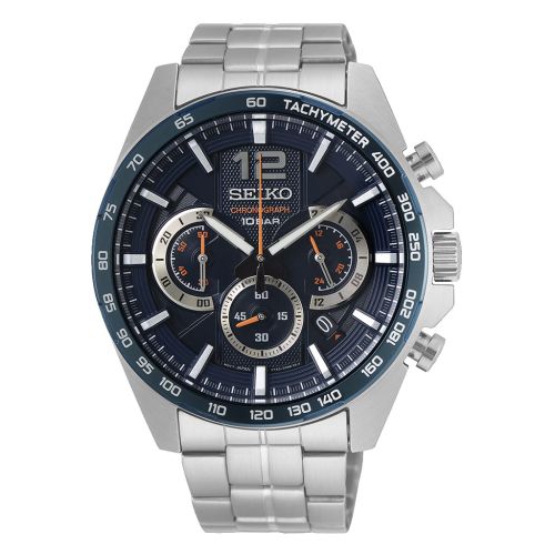 SEIKO Men's Hand Watch CHRONOGRAPH Stainless Band Blue Dial SSB345P1