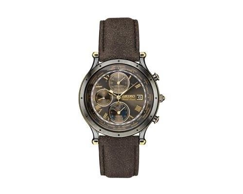 SEIKO Men's Watch CHRONOGRAPH Brown Leather Band, Brown Dial SPL062P1