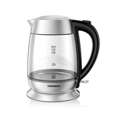 TORNADO Glass Kettle 1.7 Liter 1850-2200 Watt Glass Transparent TKG-2217SB
