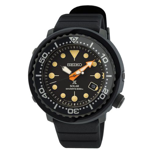SEIKO Men's Hand Watch PROSPEX Black Silicone Strap Black Dial SNE577P1