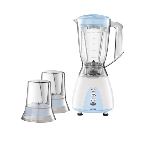 TORNADO Electric Blender 500 Watt 1.5 Liter 2 Mills Light Blue MX5200/2-LBLUE