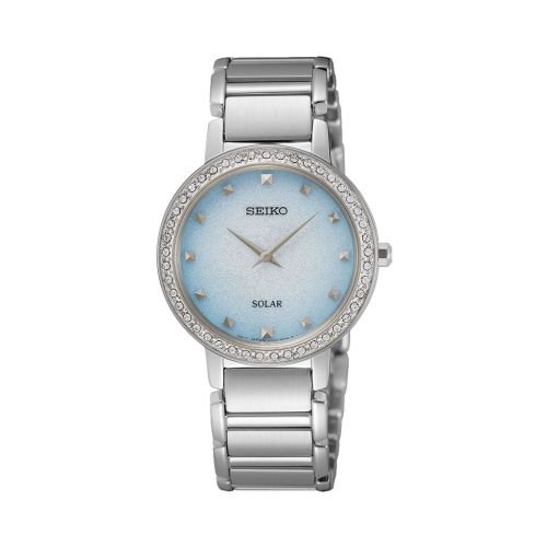 SEIKO Ladies' Hand Watch SOLAR Stainless Band Blue Dial SUP447P1