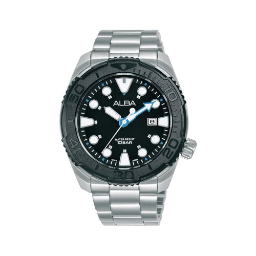 ALBA Men's Hand Watch ACTIVE Stainless Band Black Dial AG8M15X1