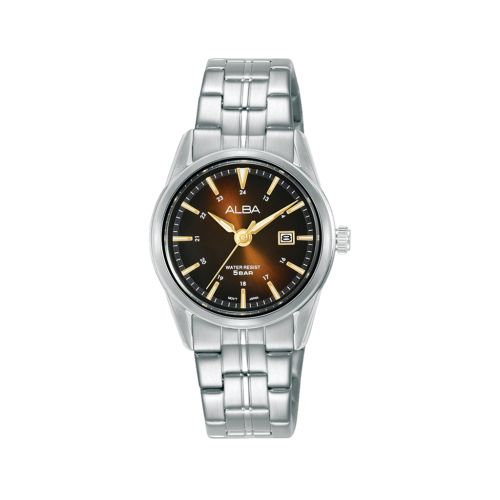 ALBA Ladies' Hand Watch PRESTIGE Stainless Band Brown x Black Dial AH7AL5X1