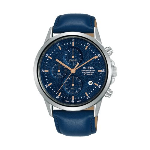 ALBA Men's Watch PRESTIGE Blue Leather Strap Blue Dial AM3867X1