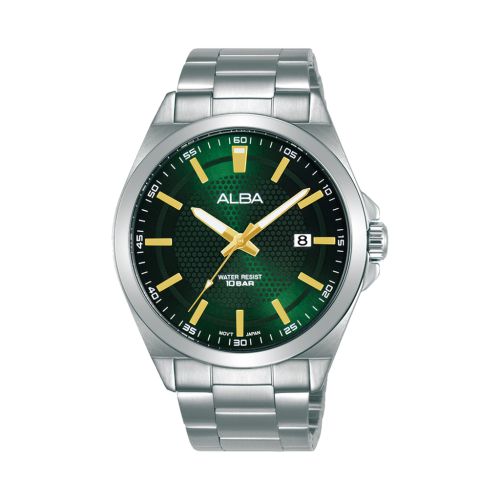 ALBA Men's Hand Watch ACTIVE Stainless Steel Band Green Dial AS9P13X1