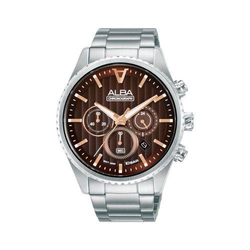 ALBA Men's Hand Watch FLAGSHIP Stainless Band, Brown Dial AT3H83X1