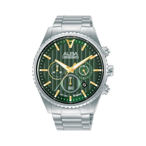 ALBA Men's Hand Watch FLAGSHIP Stainless Band, Green Dial AT3H85X1