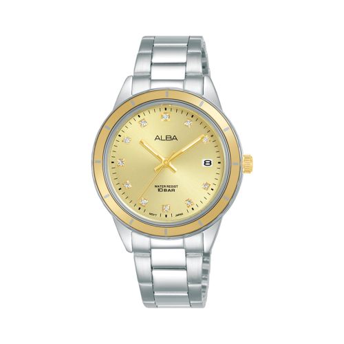 ALBA Ladies' Hand Watch ACTIVE Stainless Band, Champagne Dial AG8M85X1