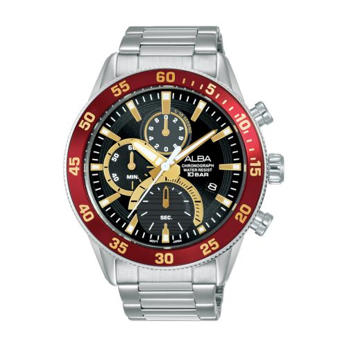ALBA Men's Hand Watch ACTIVE Stainless Band, Black Dial AM3891X1