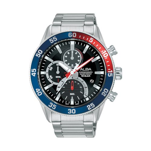ALBA Men's Hand Watch ACTIVE Stainless Band, Black Dial AM3893X1