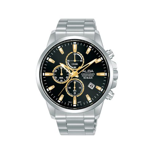 ALBA Men's Hand Watch ACTIVE Stainless Band Black Dial AM3903X1