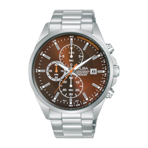 ALBA Men's Hand Watch ACTIVE Stainless Band Brown Dial AM3941X1