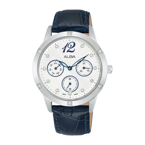 ALBA Ladies' Hand Watch FASHION Blue Leather Strap Silver Dial AP6719X1