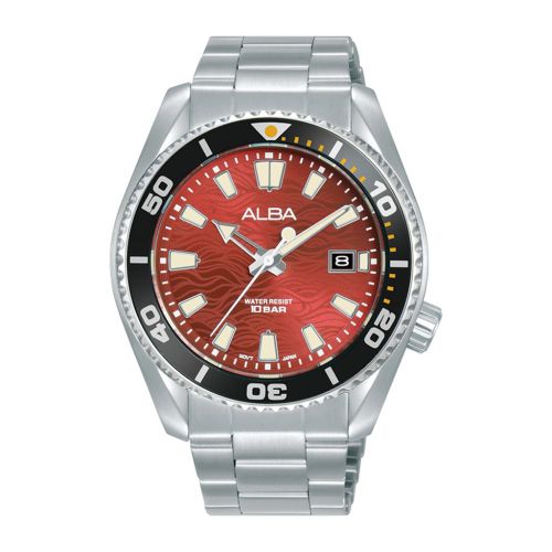 ALBA Men's Hand Watch ACTIVE Stainless Band Maroon Dial AS9R65X1