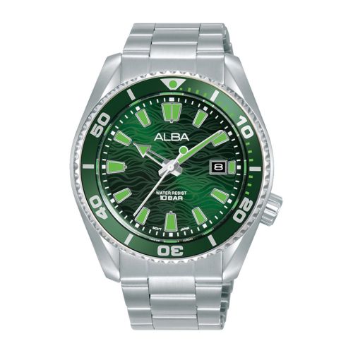 ALBA Men's Hand Watch ACTIVE Stainless Band Green Dial AS9R69X1
