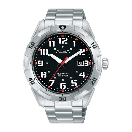 ALBA Men's Hand Watch ACTIVE Stainless Band, Black Dial AS9R81X1