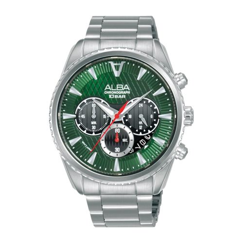 ALBA Men's Hand Watch FLAGSHIP Stainless Band, Green x Grey Dial AT3J13X1