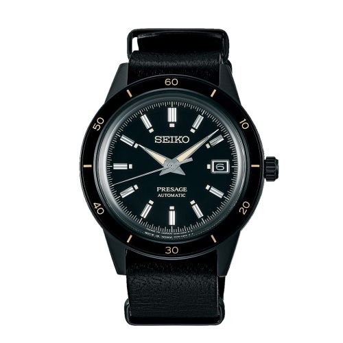 SEIKO Ladies' Hand Watch PRESAGE Black Leather Band Black Dial SRPH95J1
