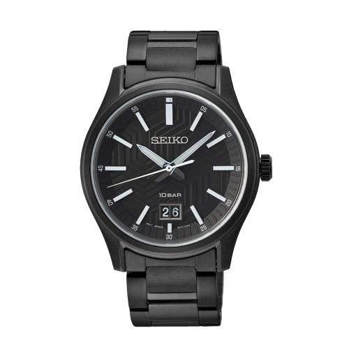 SEIKO Men's Hand Watch QUARTZ Stainless Band Black Dial SUR515P1